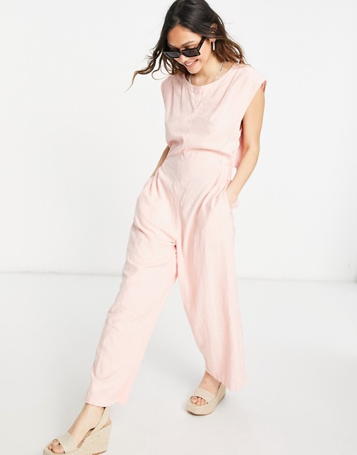 Free People heat wave relaxed jumpsuit in grapefruit