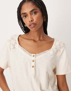 Free People heirloom henley button up tee in tea