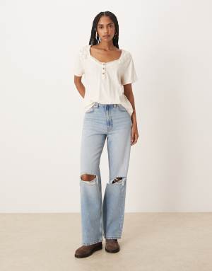 Free People heirloom henley button up tee in tea