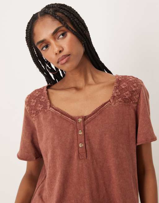 Free People – Heirloom – Henley-T-Shirt in Canyon Sunset, 3 von 4
