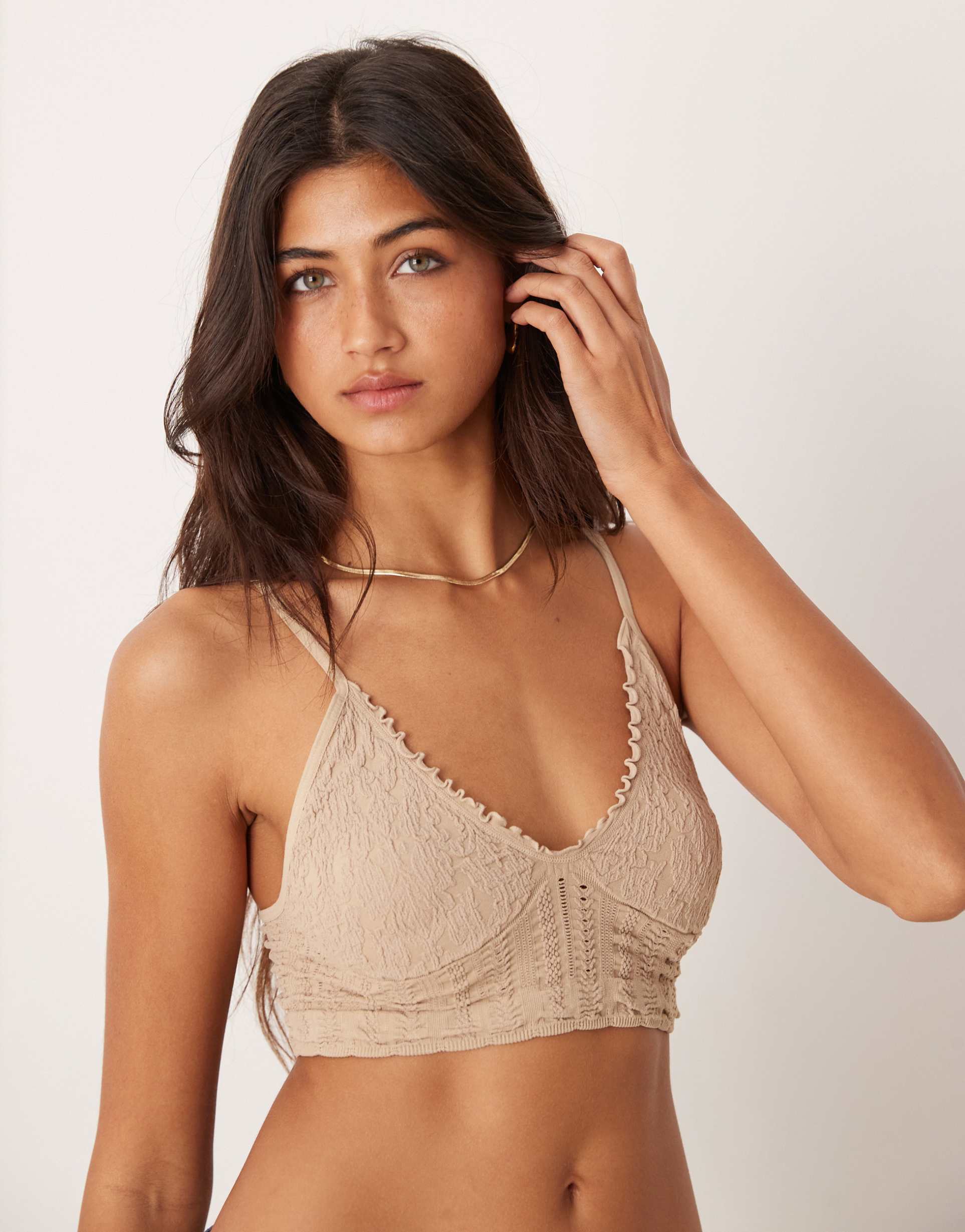 free people heirloom seamless bralet in mushroom