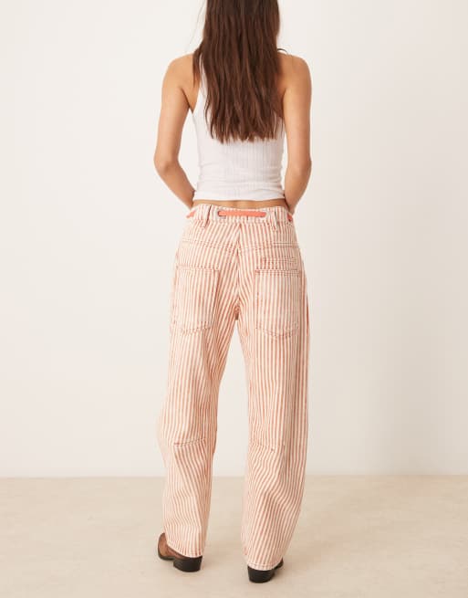 Free People hickory stripe moxie tie-waist jean in red, 2 of 5