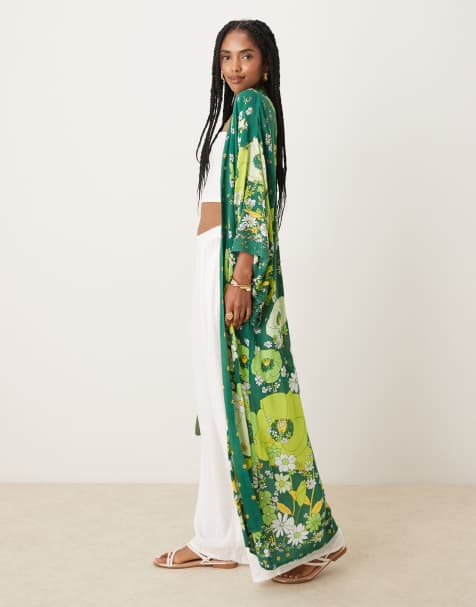 Free People Hidden Hills maxi kimono in green - view 1