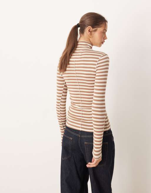 Free People high neck good good turtle long sleeve top in rainforest combo, 3 of 4