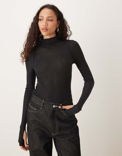 Free People high neck layering top in black