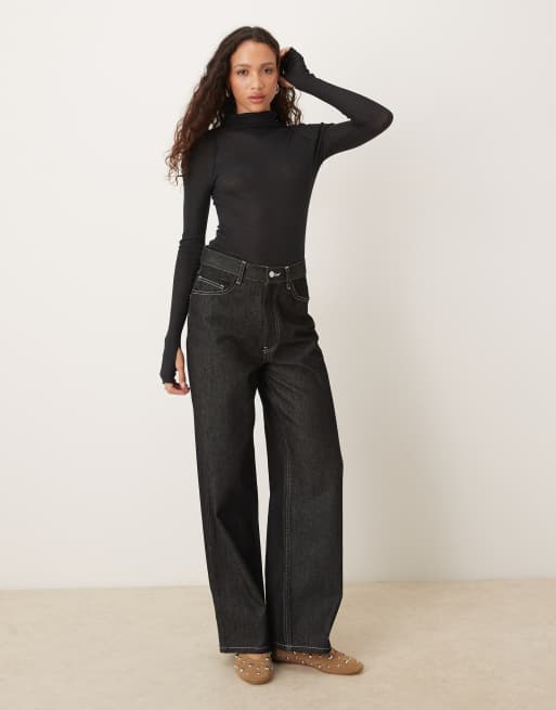 Free People high neck layering top in black, 3 of 4