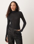 [Free People] Free People high neck layering top in black XS BLACK