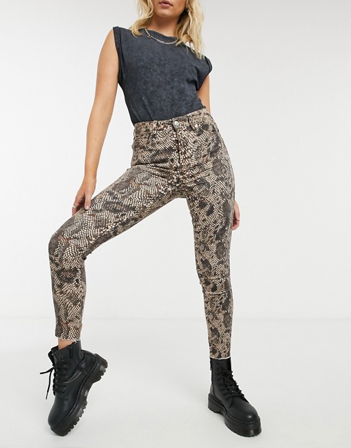 Free People high rise animal print jeans in multi