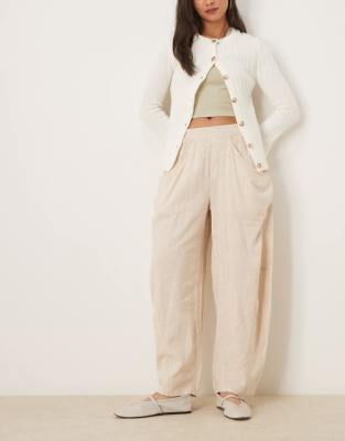 Free People High Road Barrel Leg Pull-on Pants In Neutral