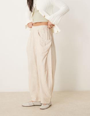 Free People High Road Barrel Leg Pull-on Pants In Neutral