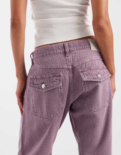 Free People Highland jeans met lage taille en strik in cool violet, 5 van 5