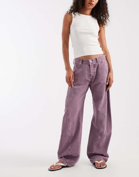 Free People Highland low rise bowed jeans in cool violet - view 1
