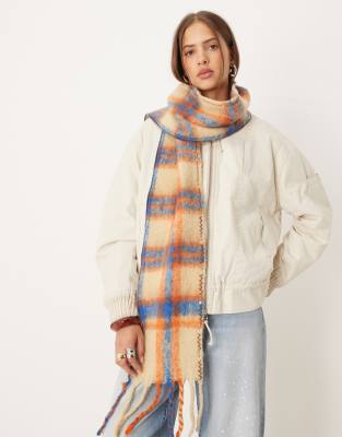 Free People - Highland - Schmaler Schal mit mehrfarbigem Karomuster-Bunt