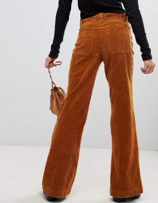 hip hugging flare cord pants