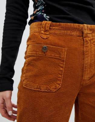 hip hugging flare cord pants