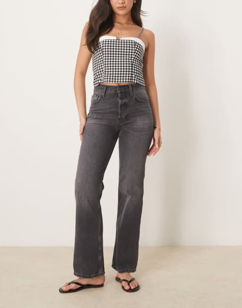 Free People - Holly - Bootcut jeans in zwart met wassing - view 1