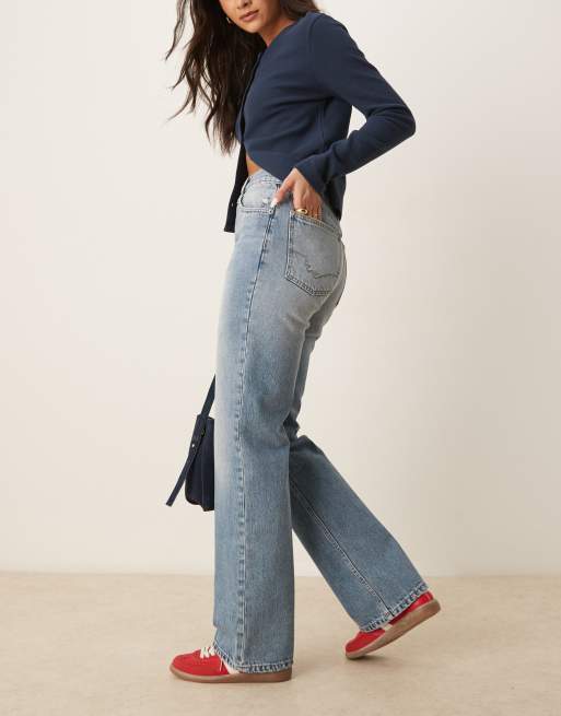 Free People - Holly - Jeans bootcut blu Cambridge con effetto invecchiato sul ginocchio, 2 di 5