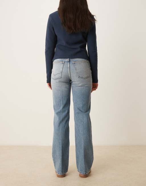 Free People - Holly - Jeans bootcut blu Cambridge con effetto invecchiato sul ginocchio, 3 di 5
