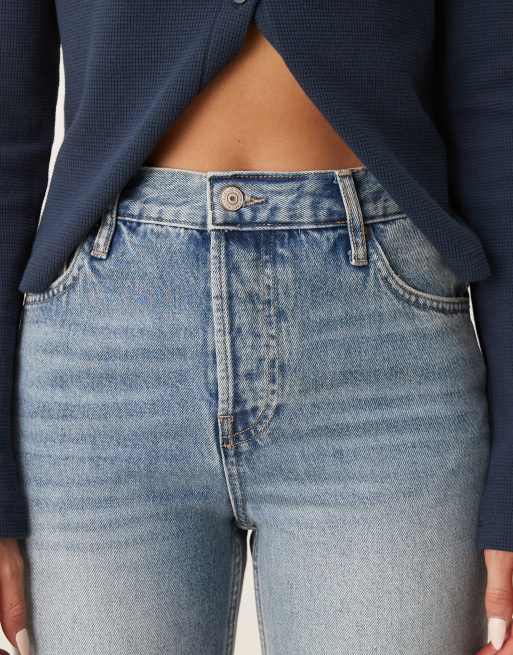 Free People - Holly - Jeans bootcut blu Cambridge con effetto invecchiato sul ginocchio, 4 di 5