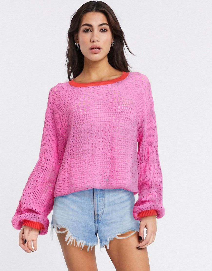 Free People Home Run crochet jumper-Pink