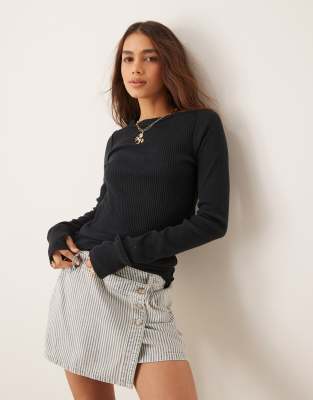 Free People Honey crew neck top in black