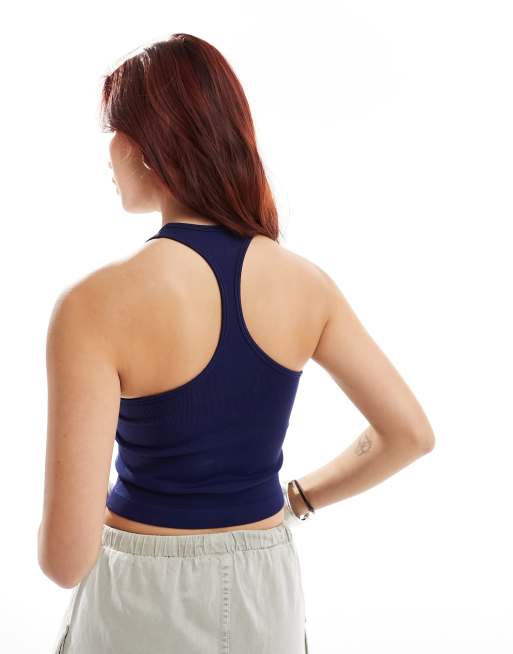 Free People - Hoogsluitend hemdje met racerback in marineblauw, 3 van 4