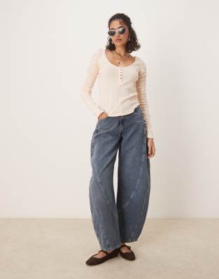 Free People Hope Henley Long Sleeve Shirt In Strawberry Float