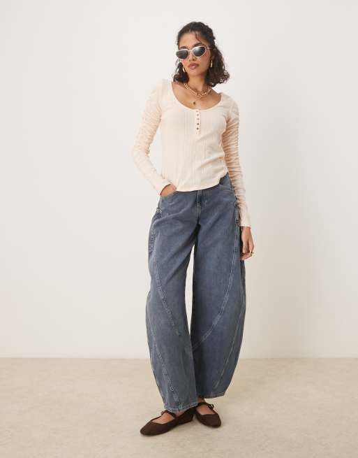 Free People hope henley ribbed long sleeve top in light pink, 2 of 4