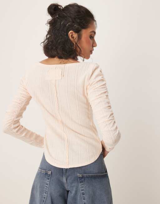 Free People hope henley ribbed long sleeve top in light pink, 4 of 4