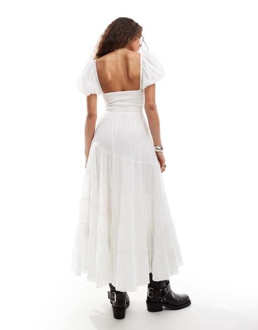 Free People - Hvid midaxikjole med dyb og rund hals, 4 af 4