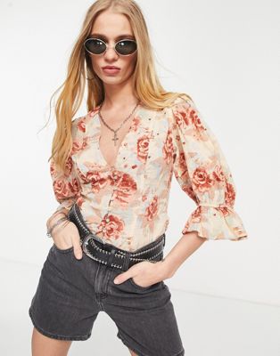 Free People I found you printed top in ivory