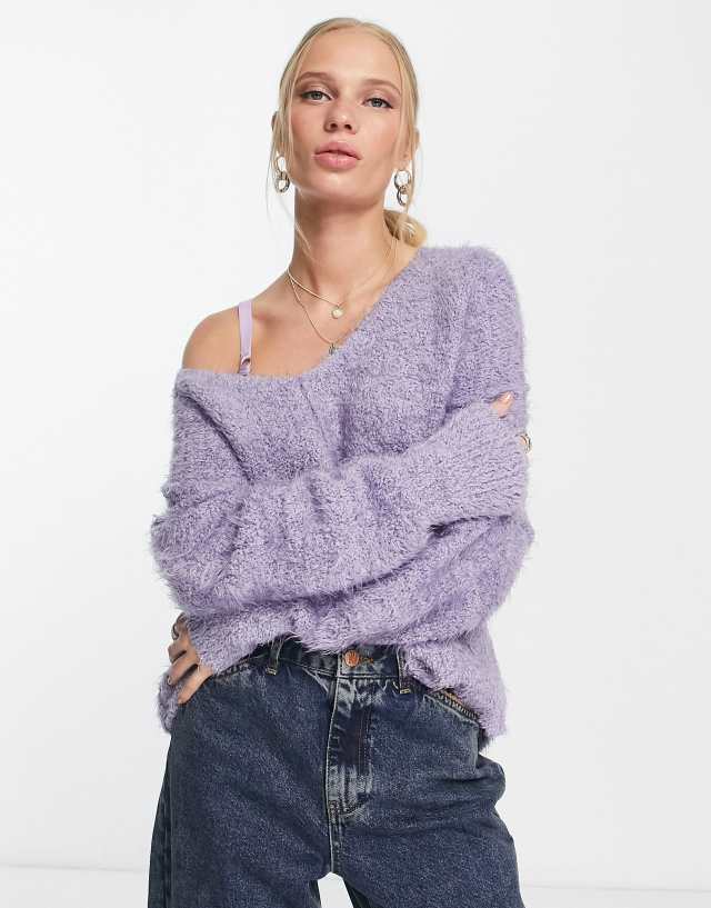 Free People Icing oversized v-neck sweater in lilac