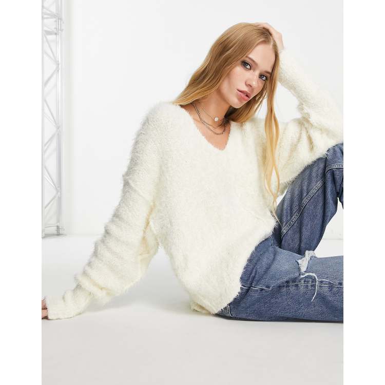 Free People Icing v neck sweater in ivory ASOS