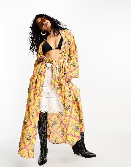 Free People – I'm The One – Gul morgonrock i kimonostil, 4 av 4
