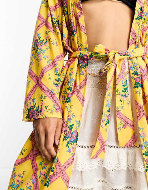 Free People i'm the one robe kimono in yellow | ASOS