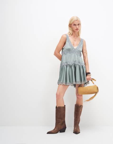 Free People - In This Groove - Vestito sottoveste corto grigio Odessa - view 1