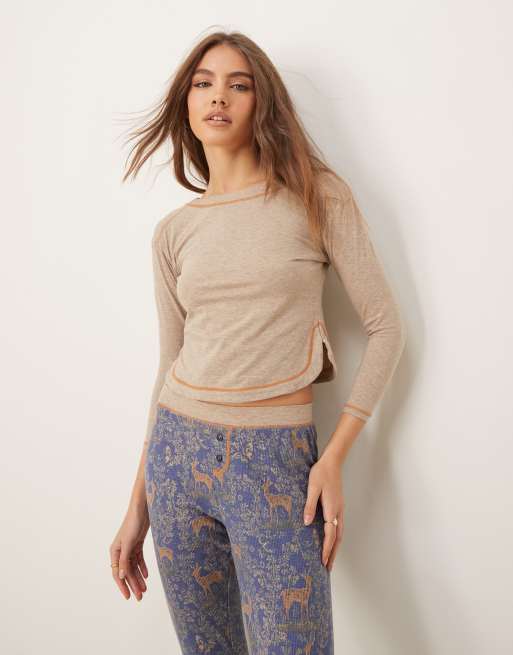 Free People Intimately FP chill evening fairisle pajamas in midnight, 3 of 4