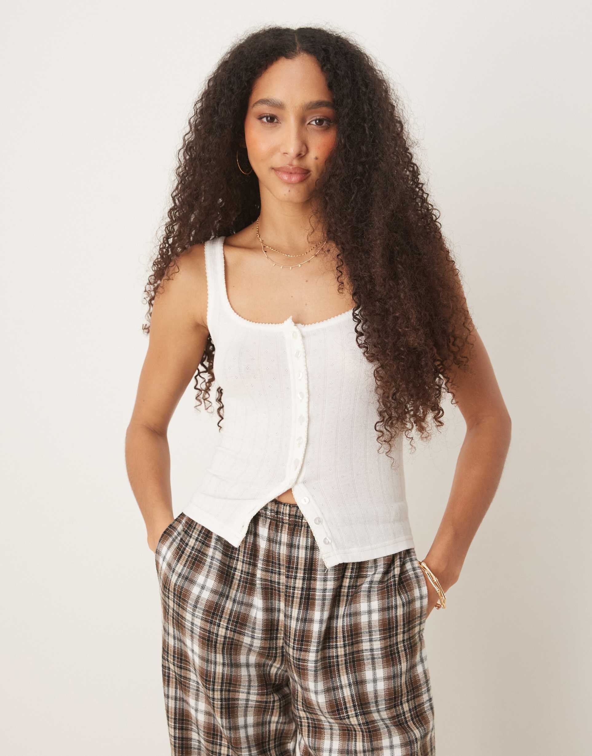 free people intimately fp end game pointelle tank top in sugar swizzle