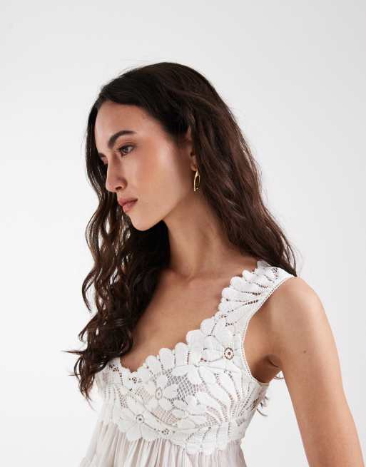Free People Intimately FP petal party ruffle cami top in clean ivory - WHITE, 3 of 4