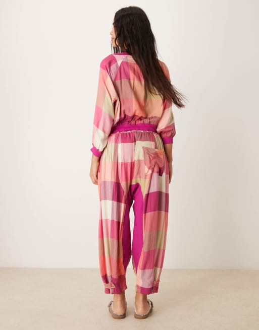 Free People Intimately FP plaid flannel pajama pants in pink multi - part of a set, 3 of 4