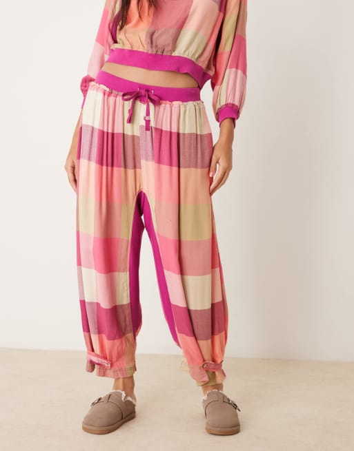 Free People Intimately FP plaid flannel pajama pants in pink multi - part of a set, 4 of 4