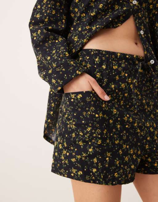 Free People Intimately FP printed satin pajama set in black, 4 of 4