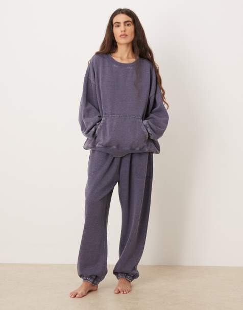 Free People Intimately FP slow it down cosy wide leg jogger in peacoat  - GREY - view 1
