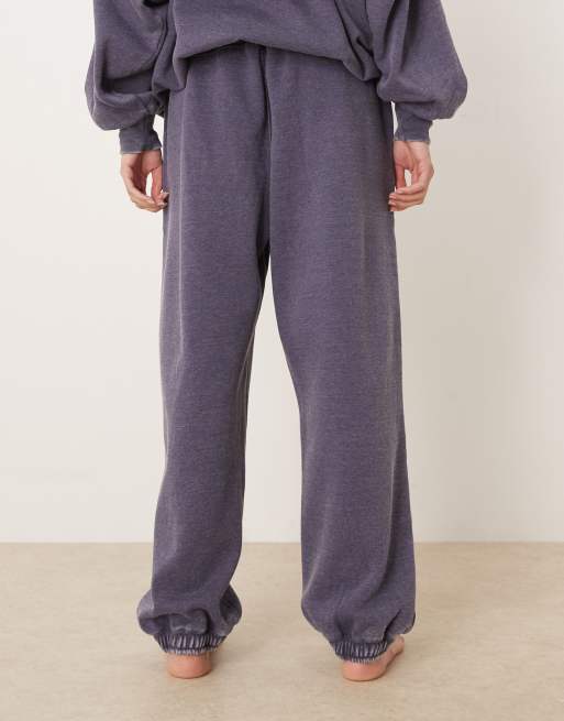 Free People Intimately FP slow it down cozy wide leg sweatpants in peacoat gray, 3 of 4