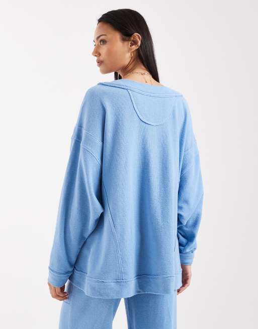 Free People Intimately FP staycation tröja med v-ringning i blissful blue set - MBLUE, 4 av 4