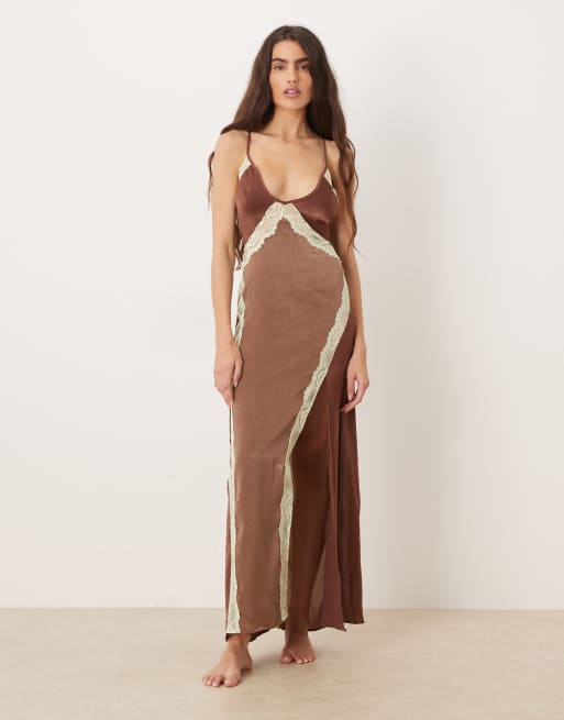 free people brown maxi dress Intimately FP Sweet Kind Of Love slip in mink combo on design