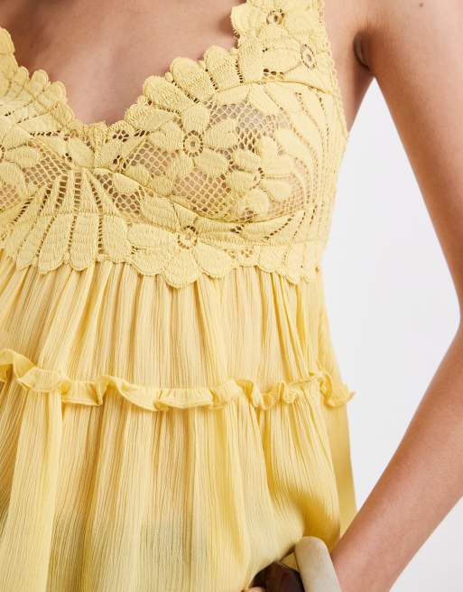 Free People - Intimately FP - Top con volant a petali giallo siciliano, 3 di 4