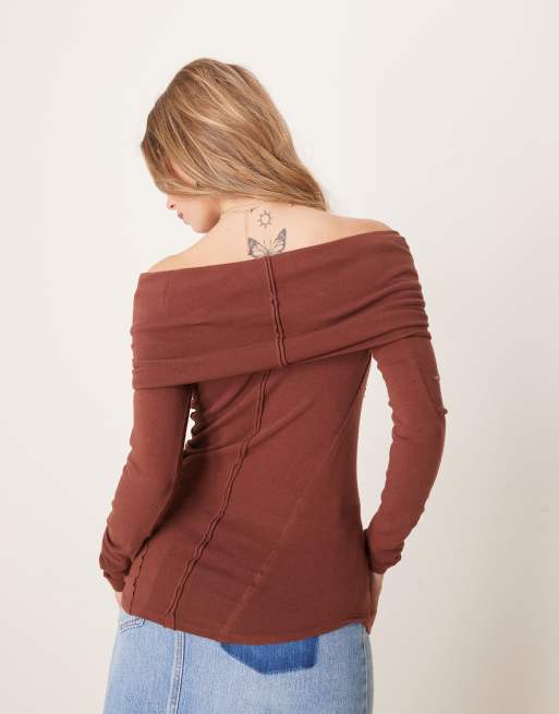 Free People iris foldover layering top in cocoa, 3 of 4