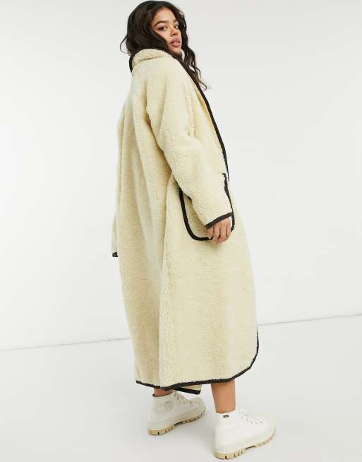 Free People Irresistable long length borg teddy coat in cream