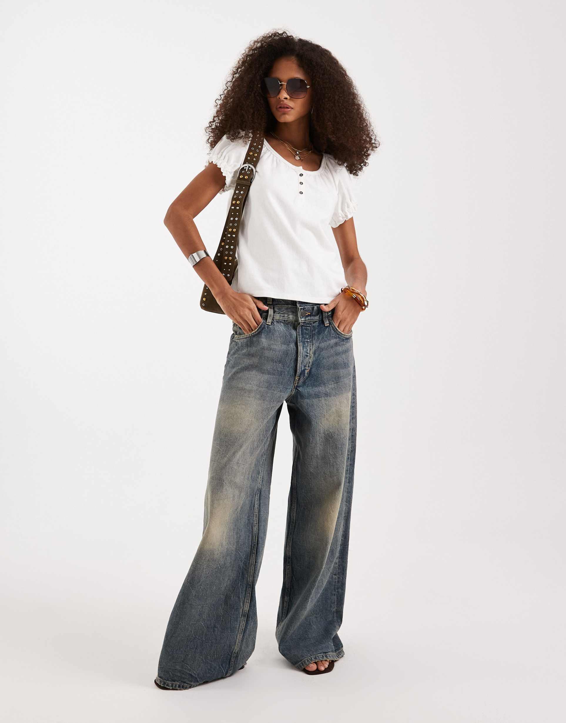 free people issa button down top in clean ivory